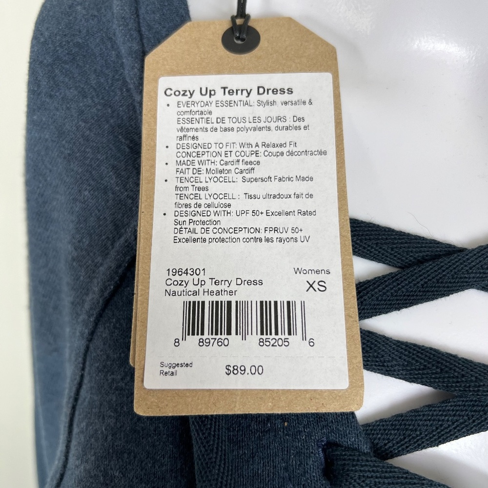 Prana Cozy‎ Up Terry Dress with Lacing and Pockets, XS - Picture 11 of 16